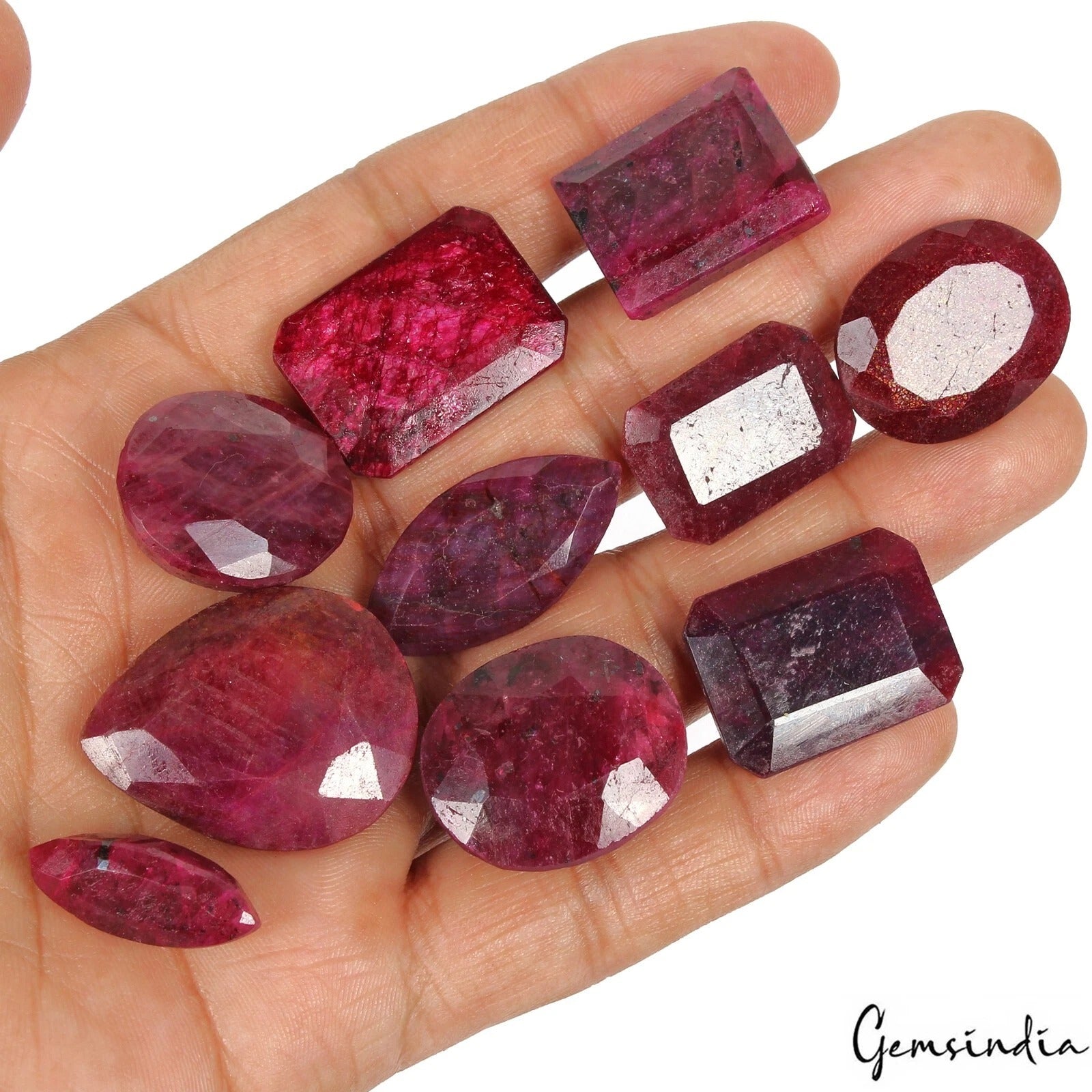 Ruby Lot, Loose Gemstone, Color Enhanced, Red — 10 Pieces, 21mm to 31mm, 450 Ct, Madagascar