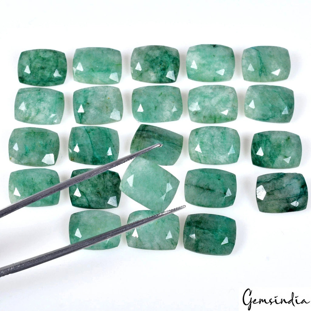 Certified 119.80 Cts Natural Green Emerald Cushion Cut Loose 13x10mm Gemstones