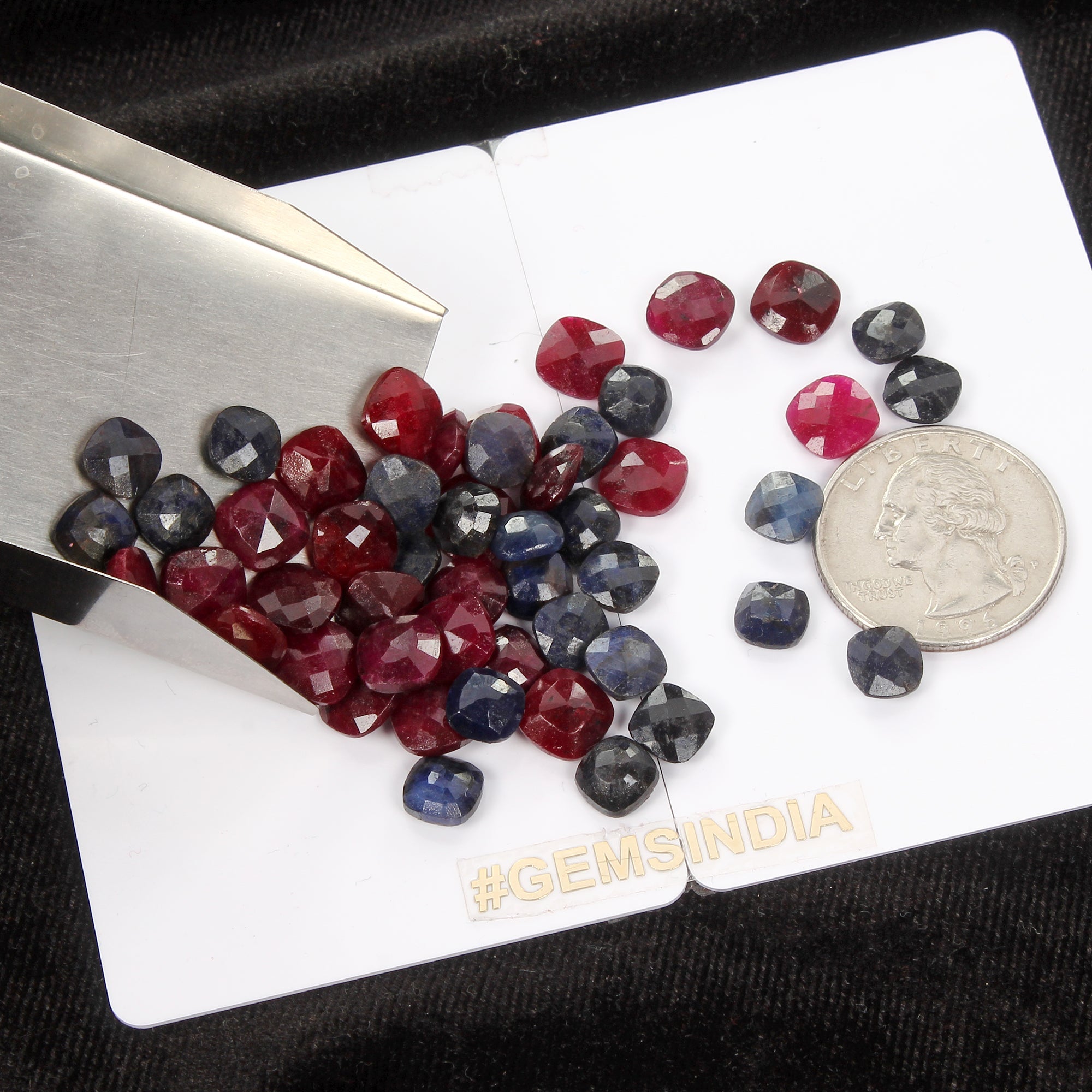 123.00Ct Natural Ruby Sapphire 8-9mm Cushion Checker Cut Jewelry Gemstones/50Pc