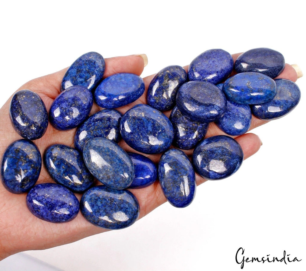 1000 Ct/23 Pcs Natural Blue Gold Pyrite Lapis Lazuli Oval Loose Gems For Jewelry