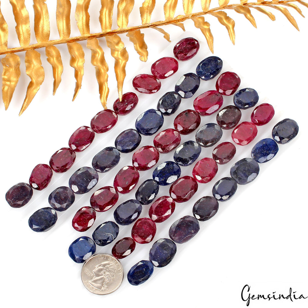 940 Cts/51 Pcs Natural Red Ruby Blue Sapphire Oval Cut Loose Gems For Jewelry