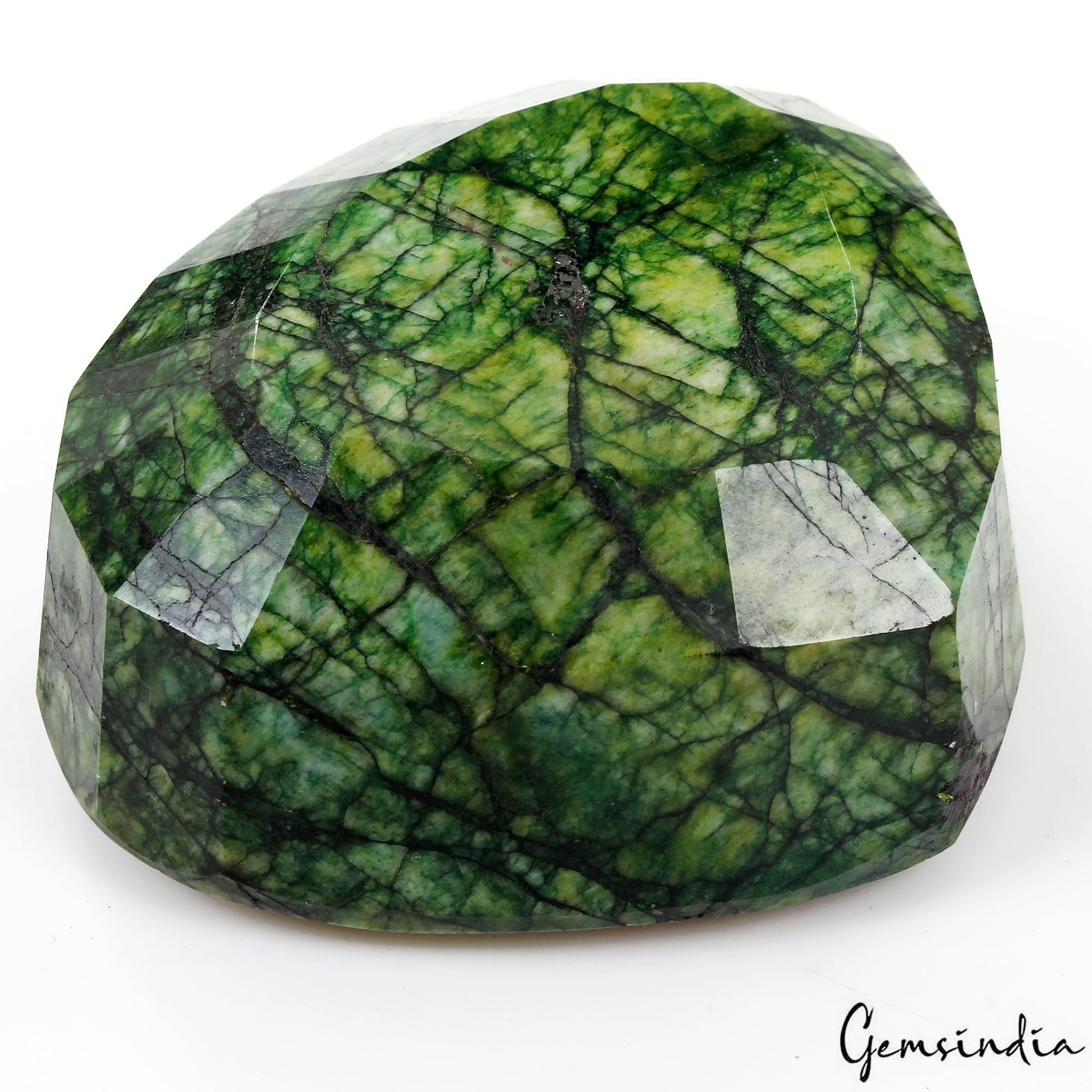 1870 Ct Large Faceted Green Emerald Crystal Pear Faceted Rare Collector Gemstone