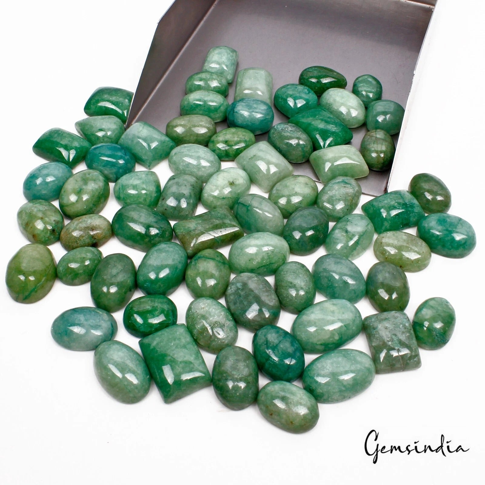 830 Ct/63 Pcs Natural Brazilian Green Emerald Mix Cab Loose Gems Lot For Jewelry