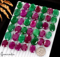 1000Ct/40Pcs Natural Red Beryl/Green Emerald Oval Cut Loose Gems Lot For Jewelry
