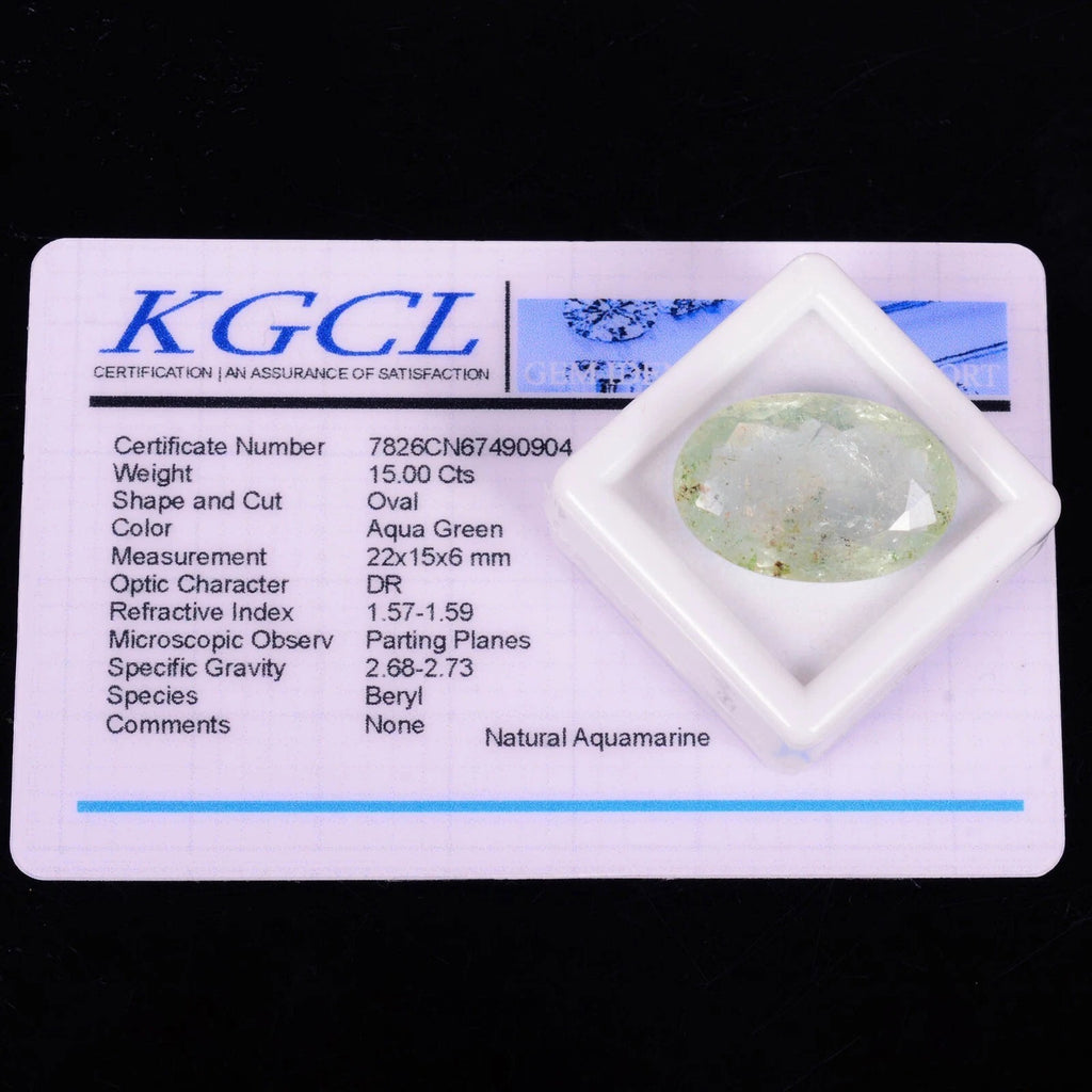 Aquamarine Loose Gemstone, Untreated, Green — 22x15x6mm, 15.00 Ct, Brazil