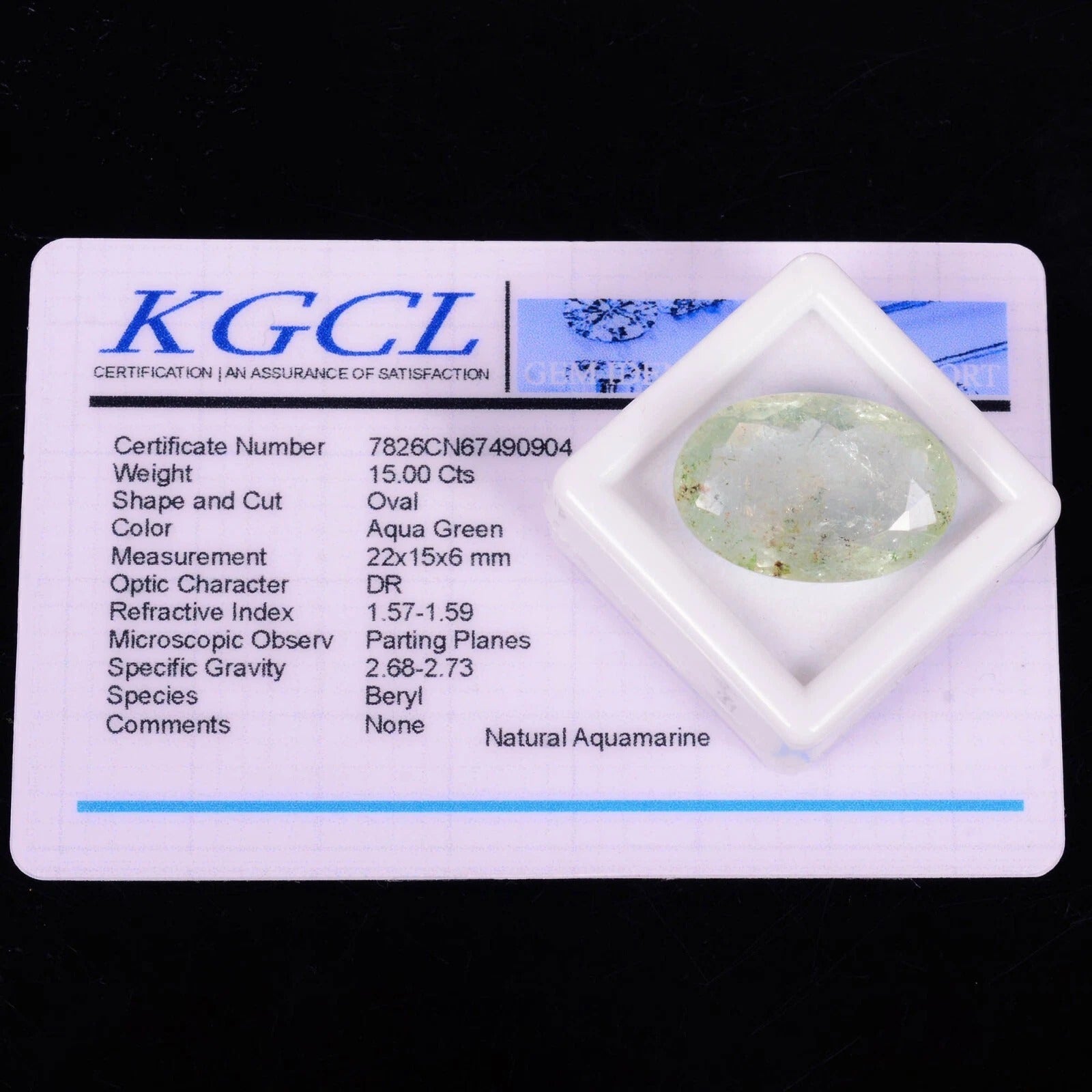 Aquamarine Loose Gemstone, Untreated, Green — 22x15x6mm, 15.00 Ct, Brazil