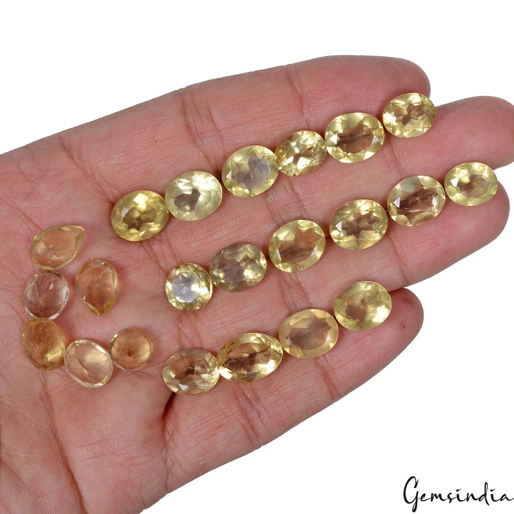 22 Pc Natural Citrine 9mm-13mm Mix Cut Loose Unheated Gemstones 85.30 Ct, Brazil