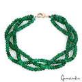 7.5 In Natural Zambian Emerald Twisted Bracelet Cabochon Beads Silver Clasp