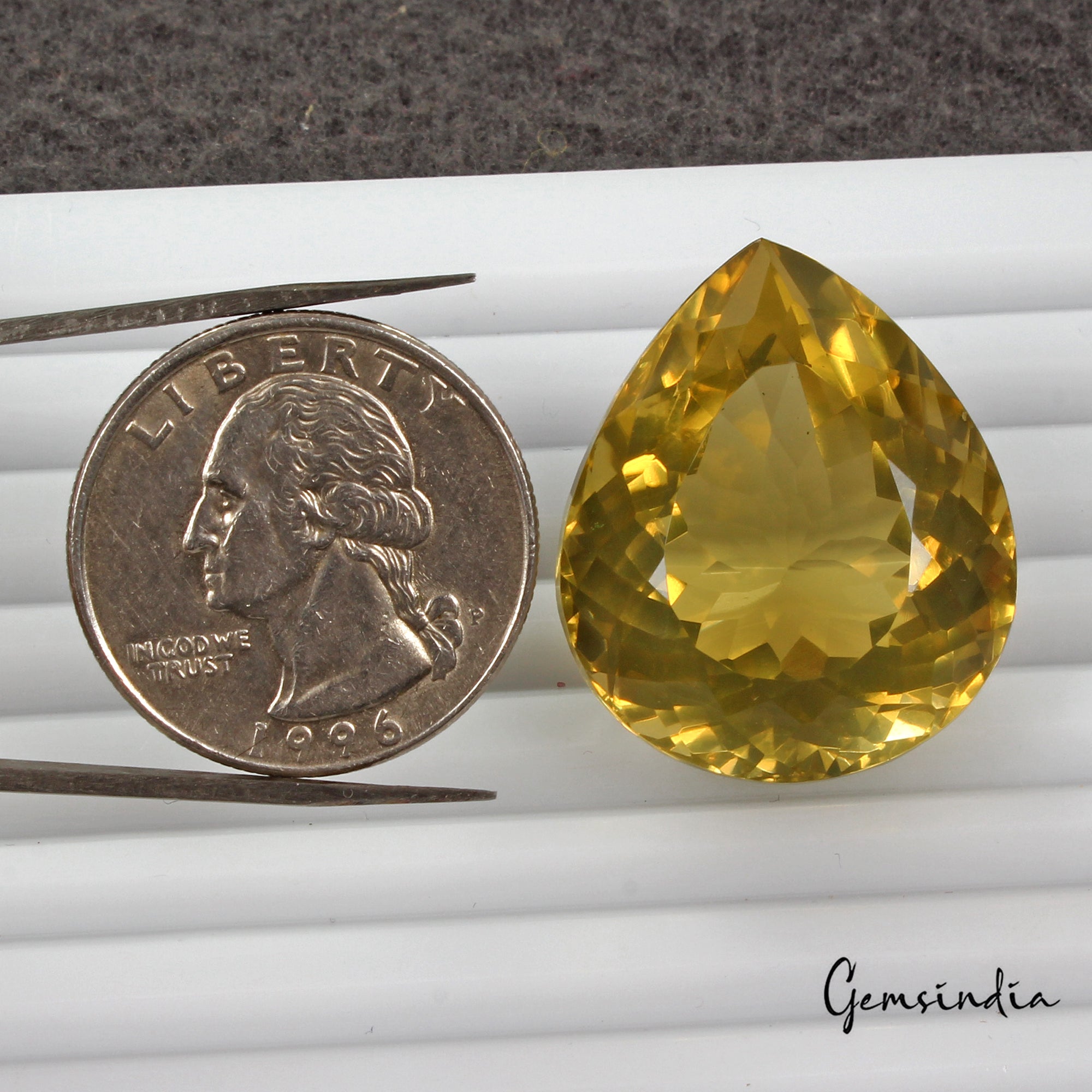 Certified 62.30 Cts Natural Untreated Golden Yellow Citrine Pear Cut Loose Gem