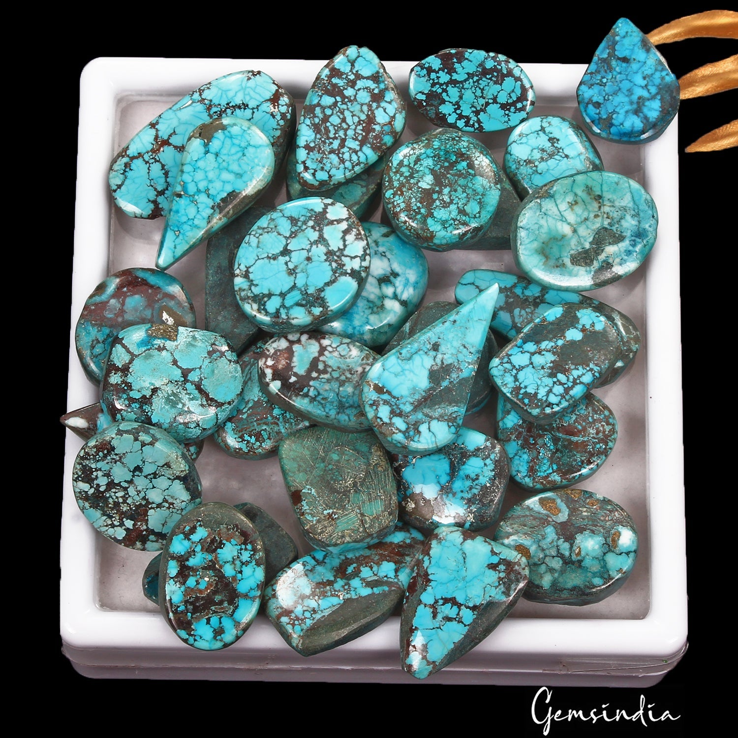 500 Cts/31 Pcs Natural Blue Green Spiderweb USA Turquoise Mix Cab Loose Gems Lot
