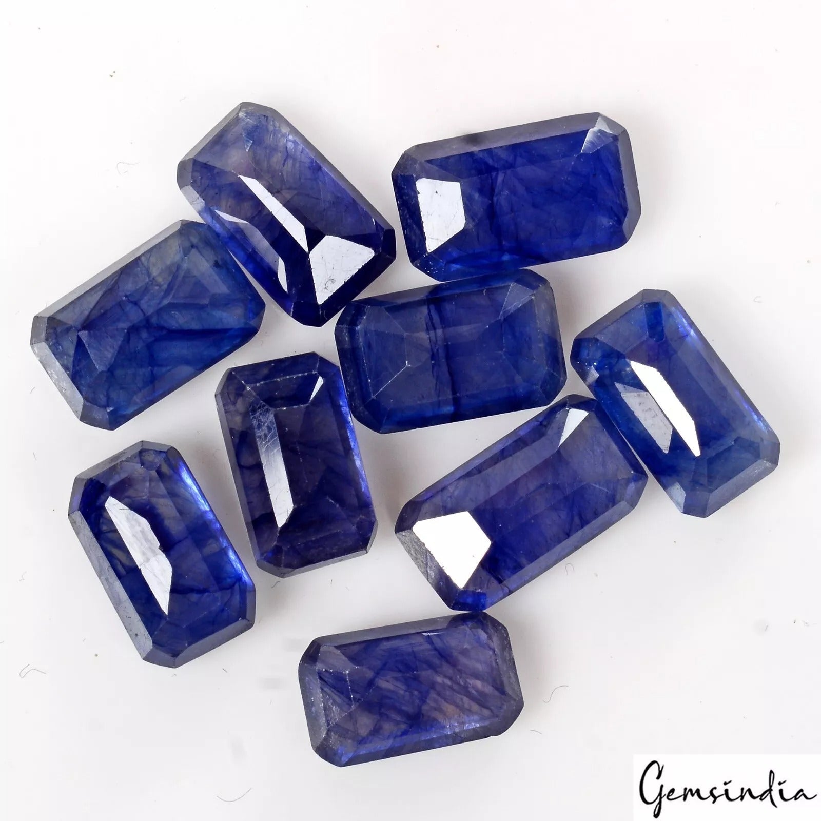 Certified 34.80 Ct/9 Pc Natural Blue Sapphire 10-11mm Octagon Cut Precious Gems