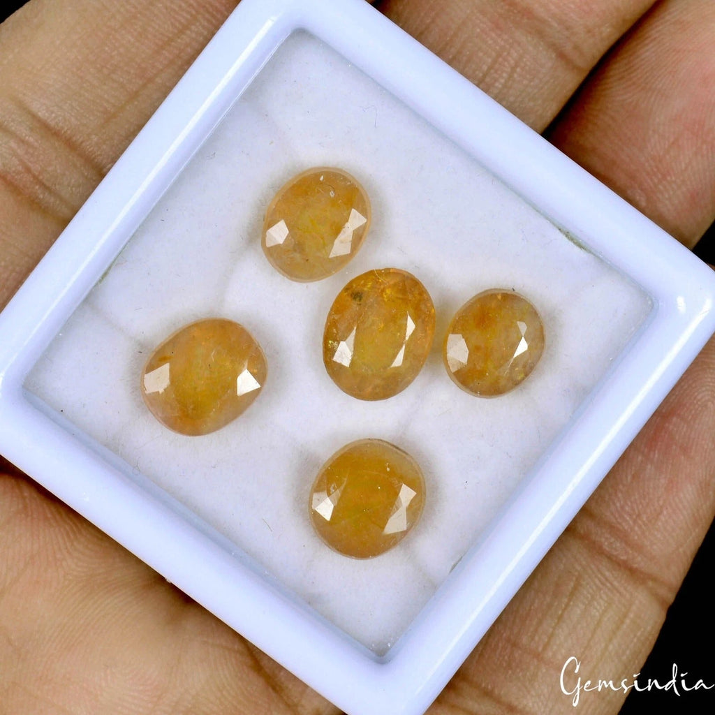 Certified 21.40 Cts/5 Pcs Natural Yellow Ceylon Sapphire Oval Gems Lot For Rings