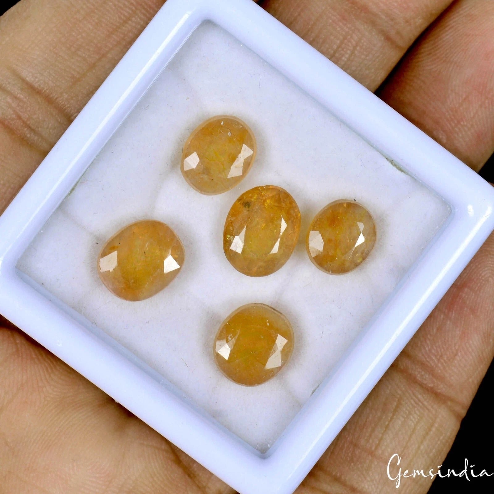 Certified 21.40 Cts/5 Pcs Natural Yellow Ceylon Sapphire Oval Gems Lot For Rings