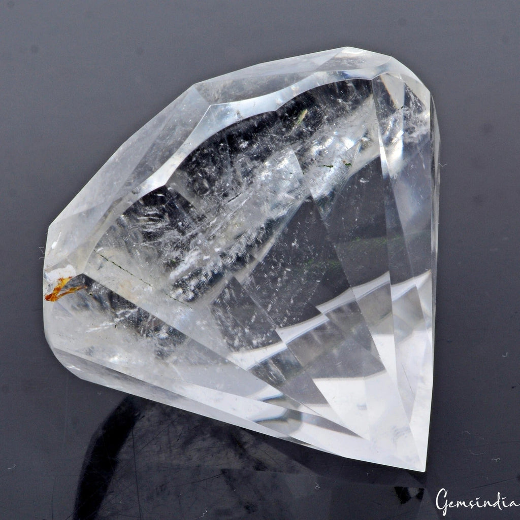 Certified 400 Ct Natural Diamond Cut White Quartz Crystal Mineral Loose Huge Gem