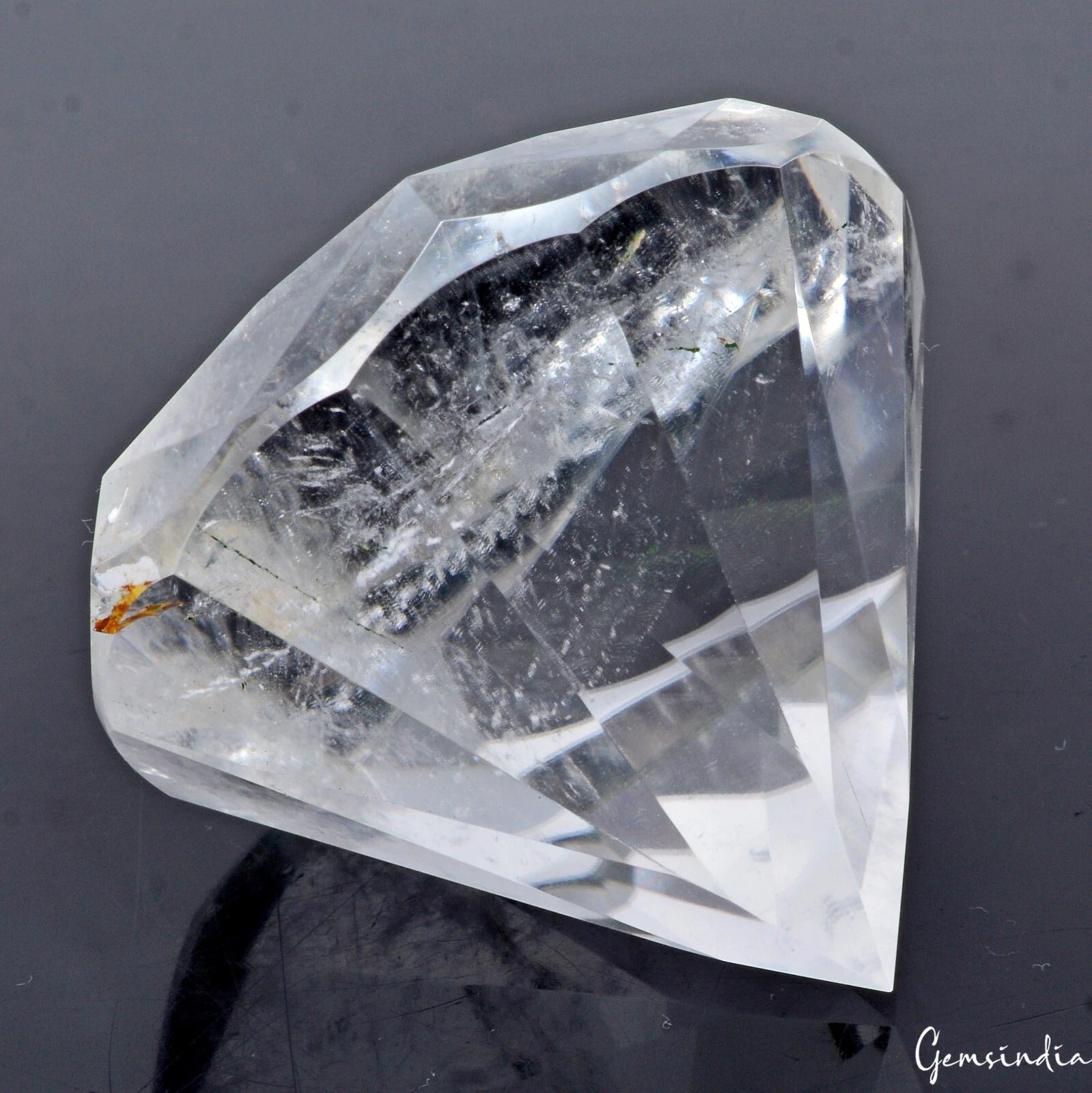 Certified 400 Ct Natural Diamond Cut White Quartz Crystal Mineral Loose Huge Gem