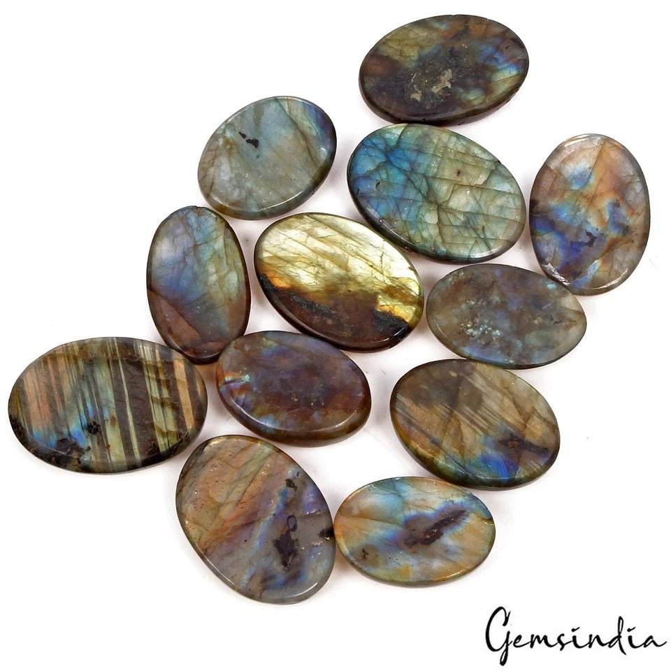 Labradorite Lot, Cabochon — 12 Pieces, 22mm to 28mm, 280 Ct