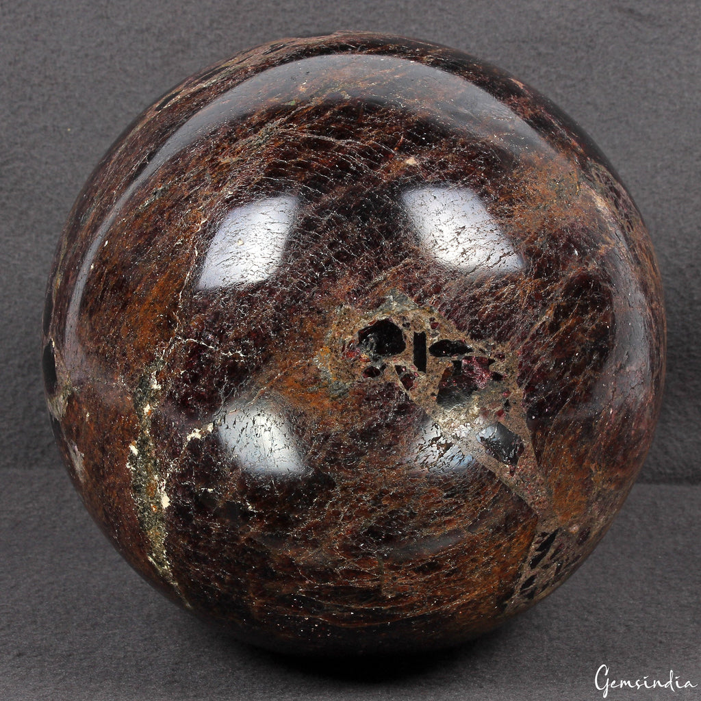 Large 6.9in Red Almandine Garnet Stone Healing Meditation Charged Power Sphere