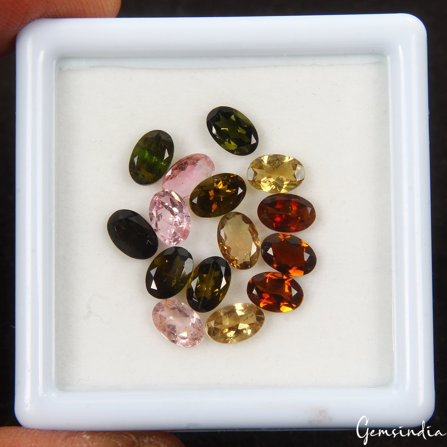 Set 15 Pcs Natural Tourmaline Multi Color Vibrant 6x4mm Oval Gemstones 6.80 Cts