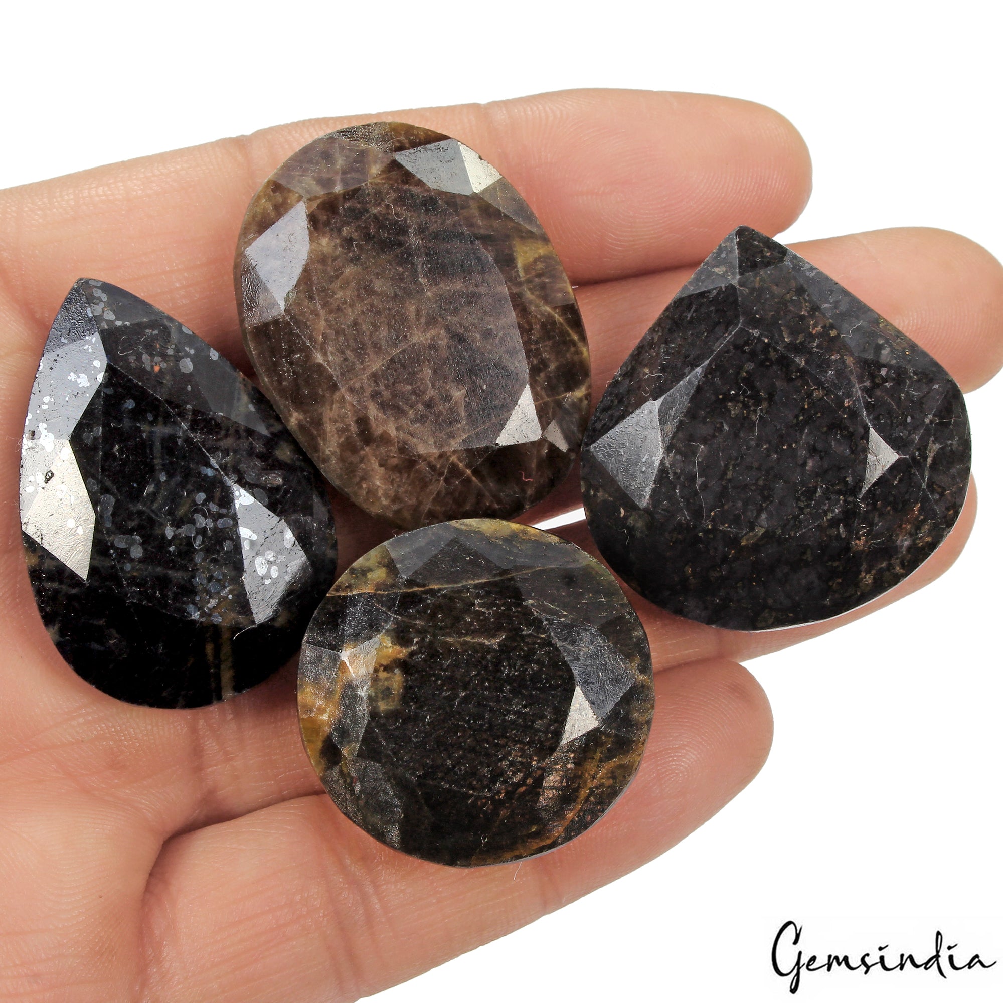 Sapphire Lot, Loose Gemstone, Untreated, Black — 4 Pieces, 30mm to 37mm, 600 Ct
