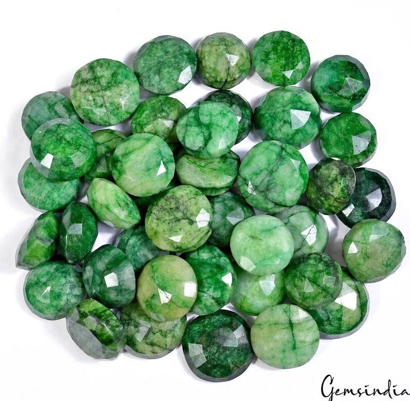 1750 Ct Natural Green Emerald 21-25mm Loose Round Cut Huge Gemstones Lot, Brazil
