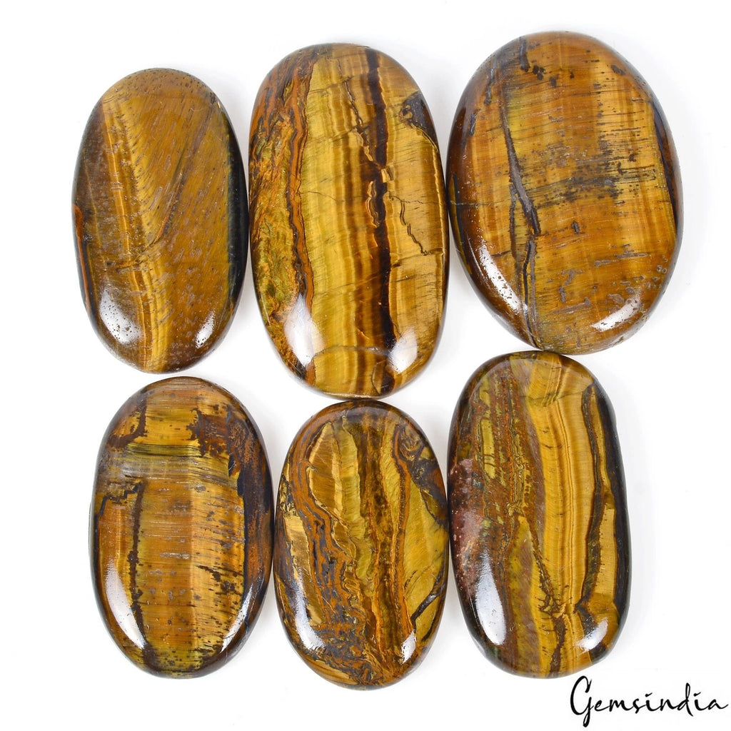 Tiger Eye Lot, Cabochon, Untreated — 6 Pieces, 41mm to 54mm, 660 Ct, Madagascar