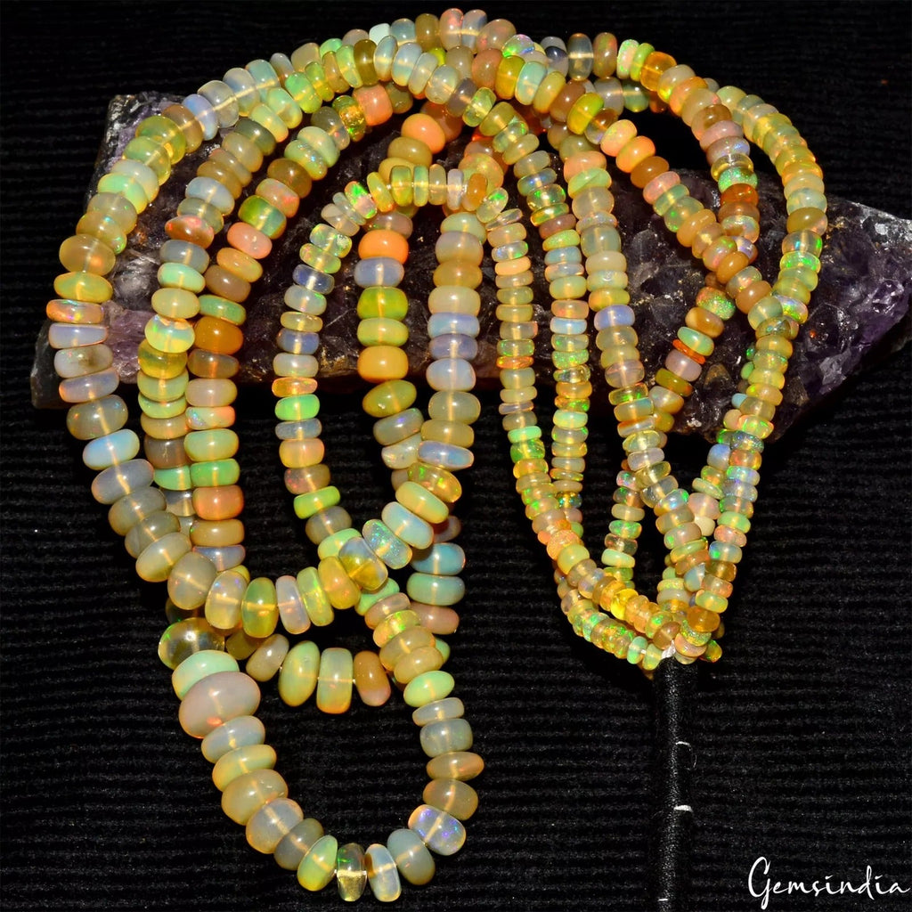 Natural Ethiopian Welo Fire Opal Rondelle Beads 14"Each/3 Strand ~ 162.10 Ct