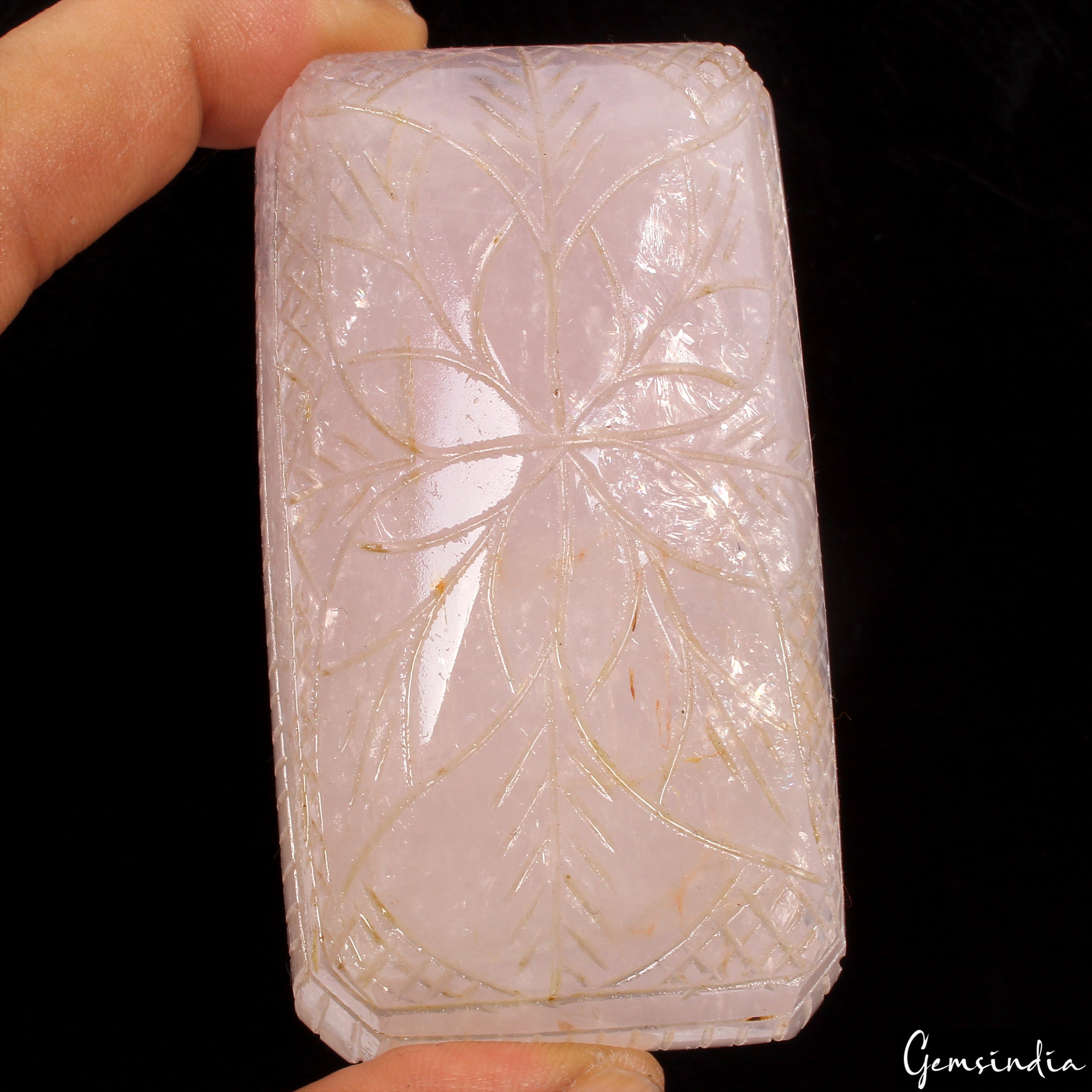 1170 Cts Natural Rose Quartz 83x45x32mm Octagon Carved Loose Untreated Gemstone