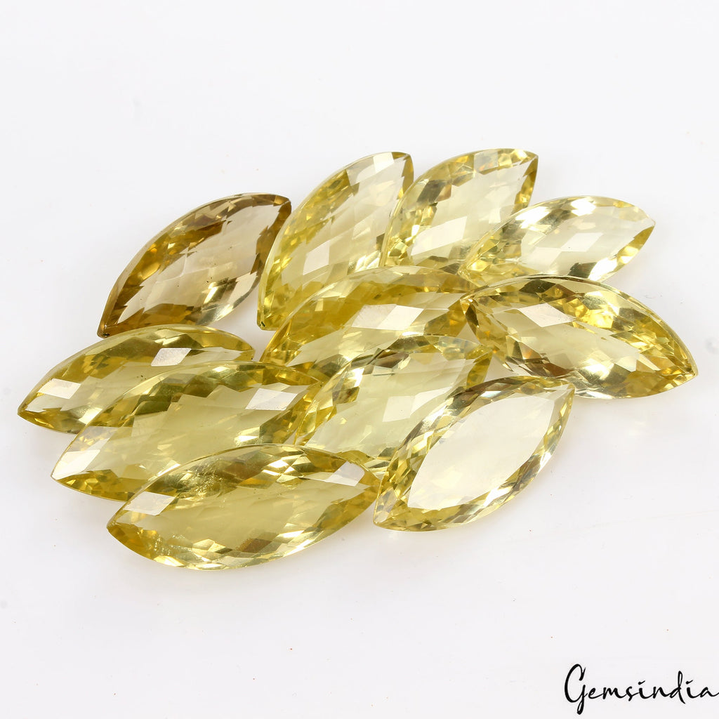 240.70 Cts Natural Lemon Citrine Quartz Marquise Checker Cut Loose Unheated Gems