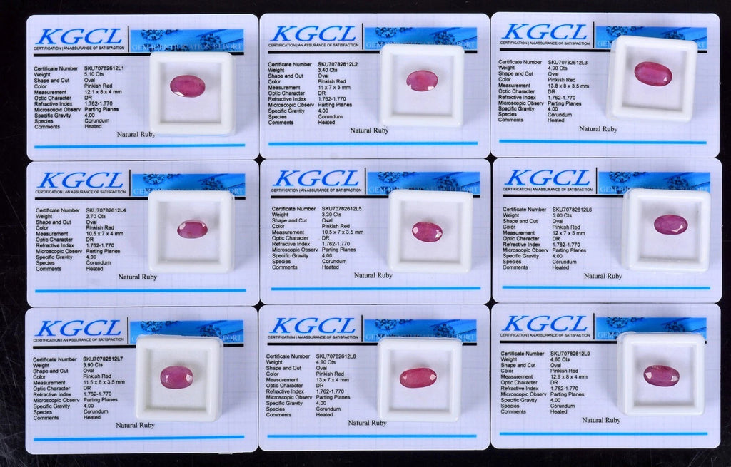 9 Pcs Natural Mozambique Ruby Red Oval Cut Top Quality Certified Gemstones 38+Ct