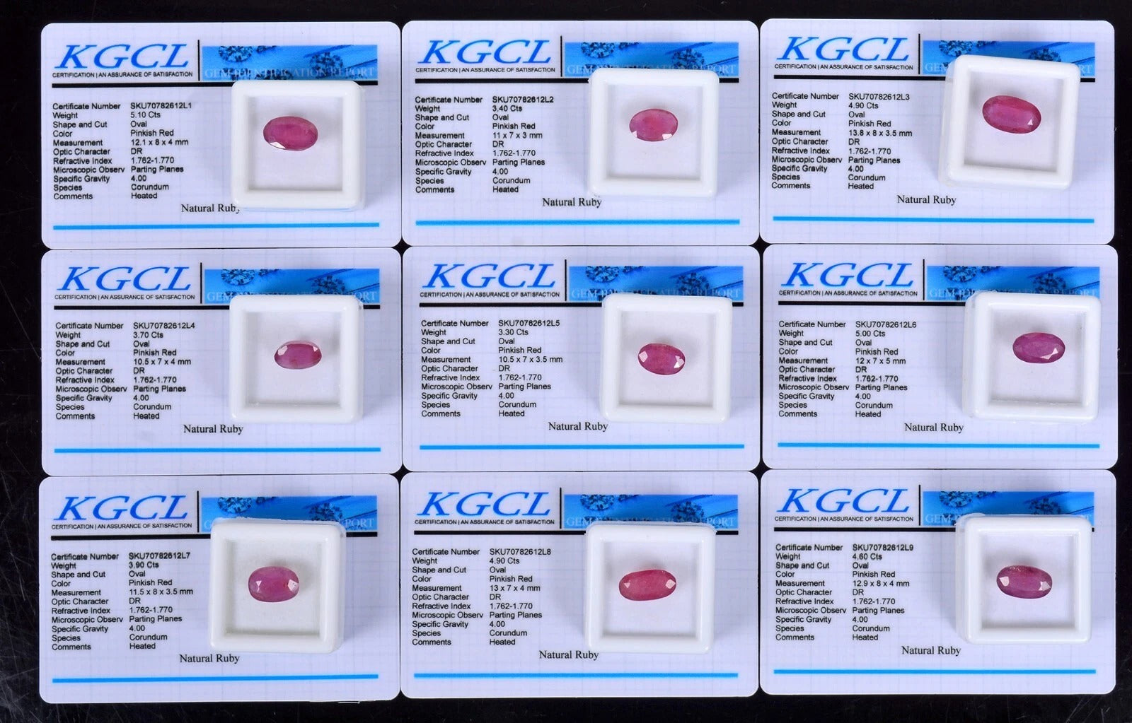 9 Pcs Natural Mozambique Ruby Red Oval Cut Top Quality Certified Gemstones 38+Ct