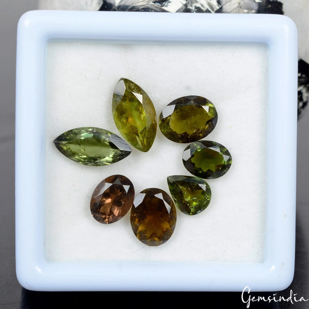 Green Tourmaline Lot, Loose Gemstone — 7 Pieces, 8mm to 12mm, 10.30 Ct, Mozambique