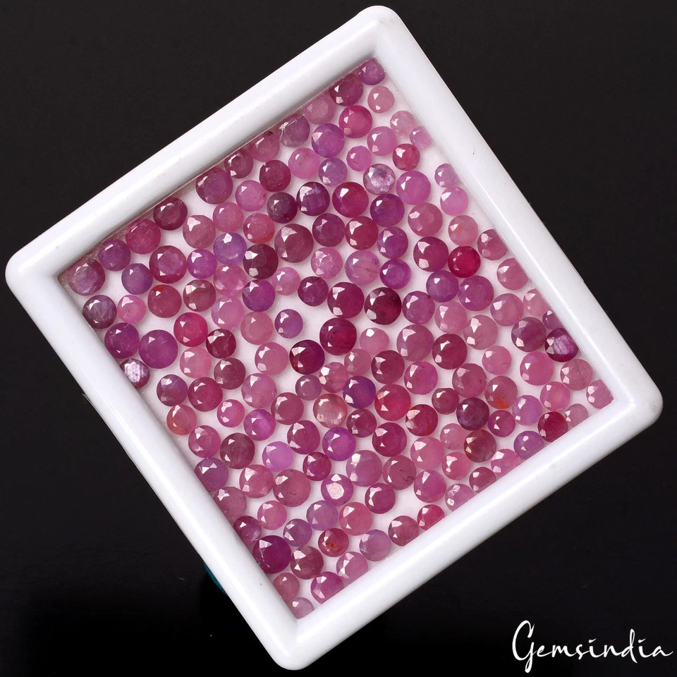 57 Cts Natural Pink Ruby 3-5mm Mozambique Round Cut Loose Gemstones ~157 Pcs Lot