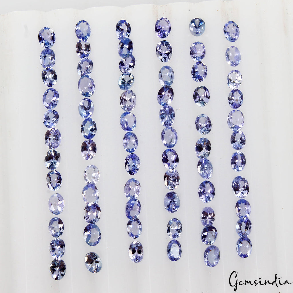 70 Pc Natural Blue Tanzanite Oval cut 4x3mm Loose Unheated Jewelry Gemstones Lot