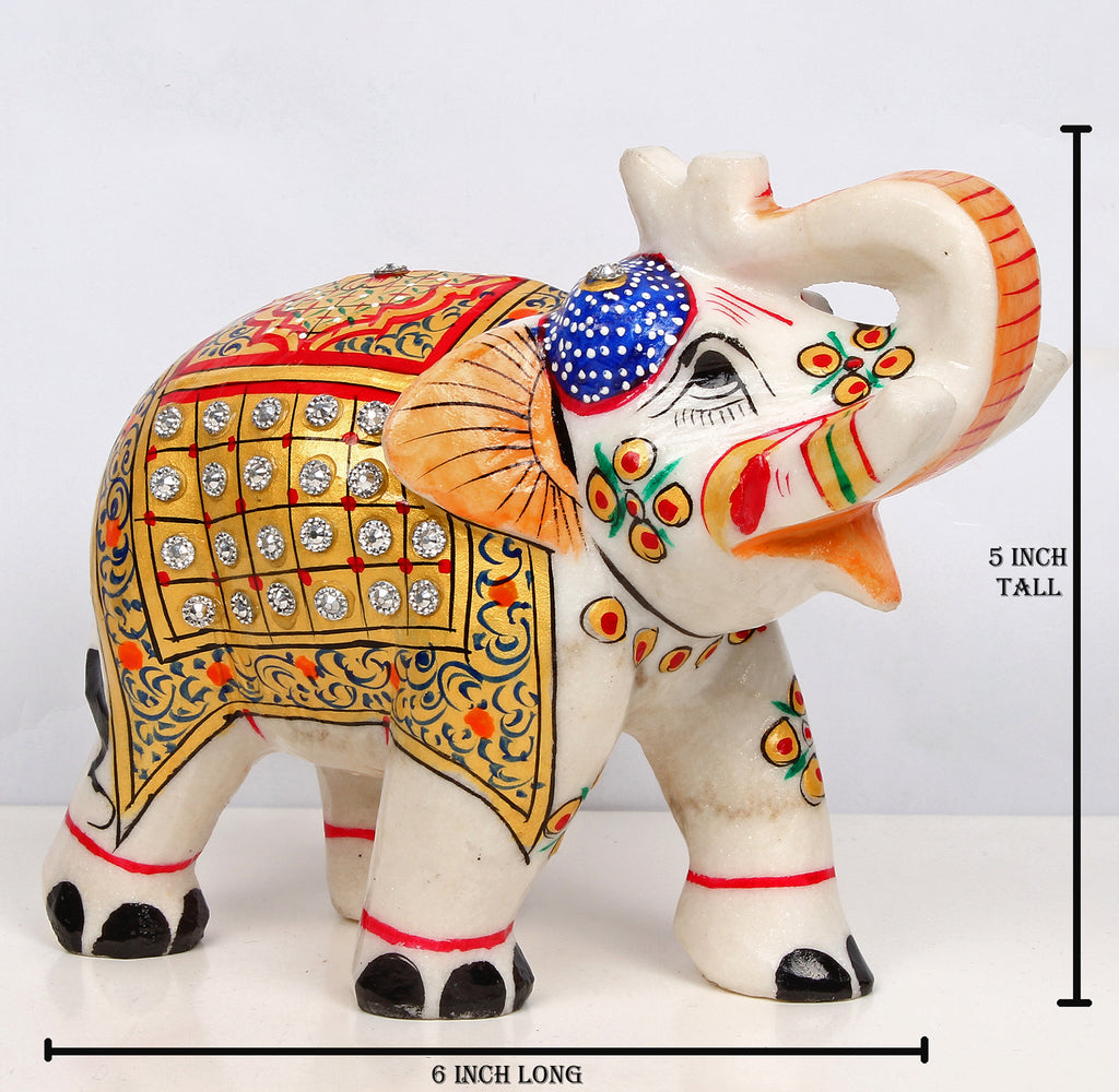 Marble Elephant Figurine — 6x5x3.1 Inch, 1.36 Kg