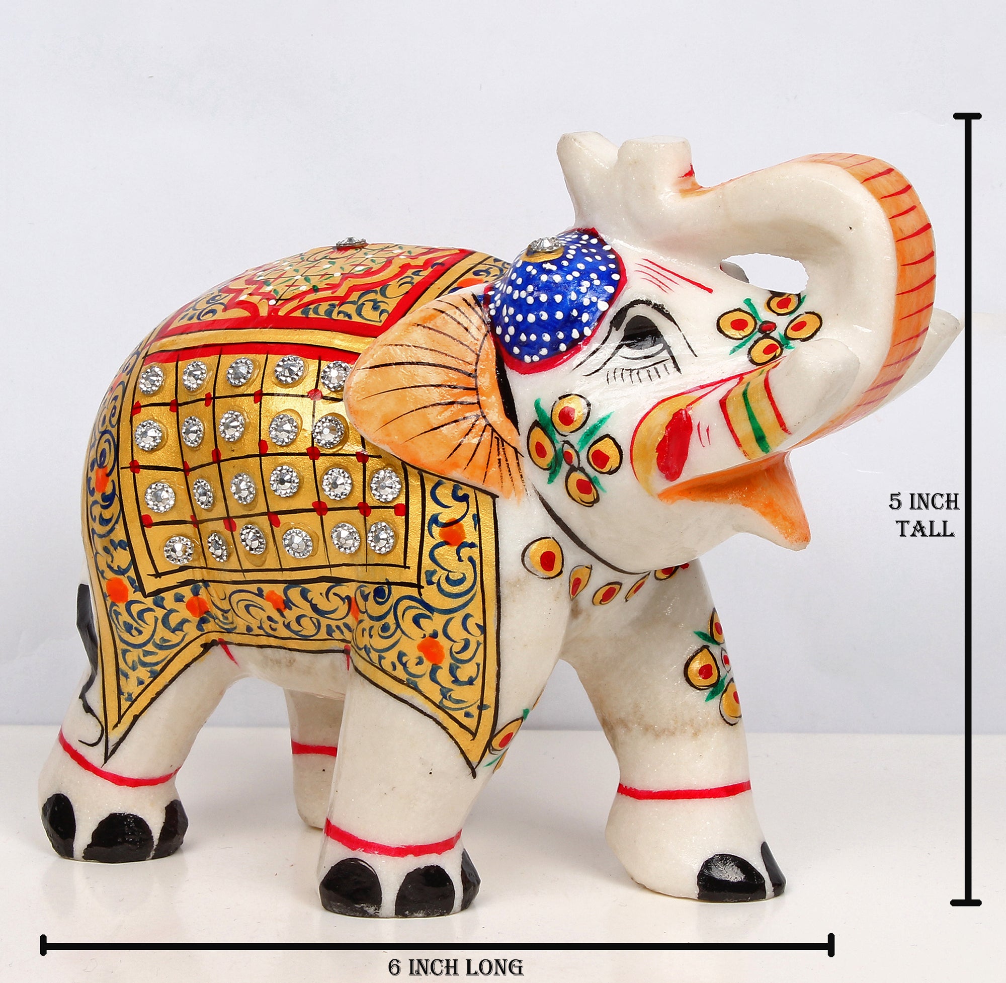 Marble Elephant Figurine — 6x5x3.1 Inch, 1.36 Kg