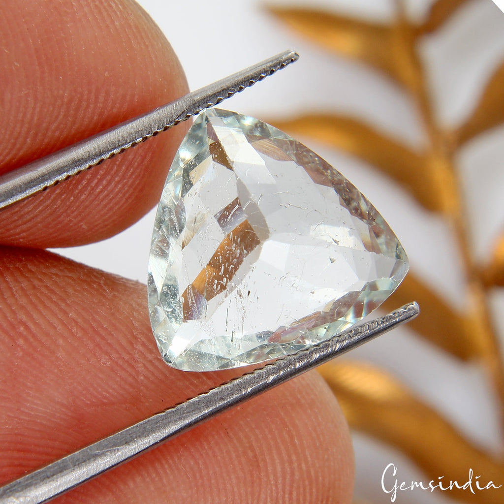 Certified 5.00 Ct Natural Blue Aquamarine Trillion Cut Unheated Brazil Gemstone