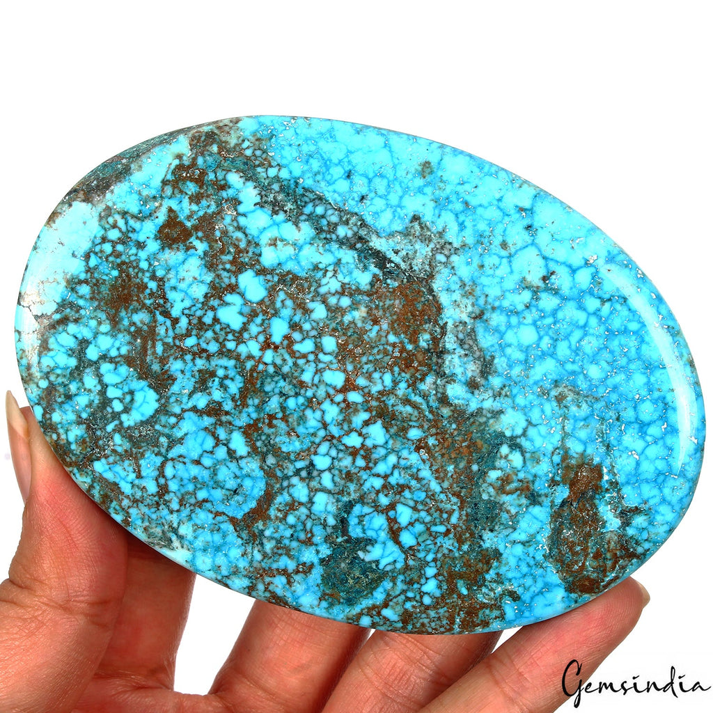700 Ct Natural USA Arizona Spiderweb Blue Turquoise Oval Cab Loose Huge Size Gem
