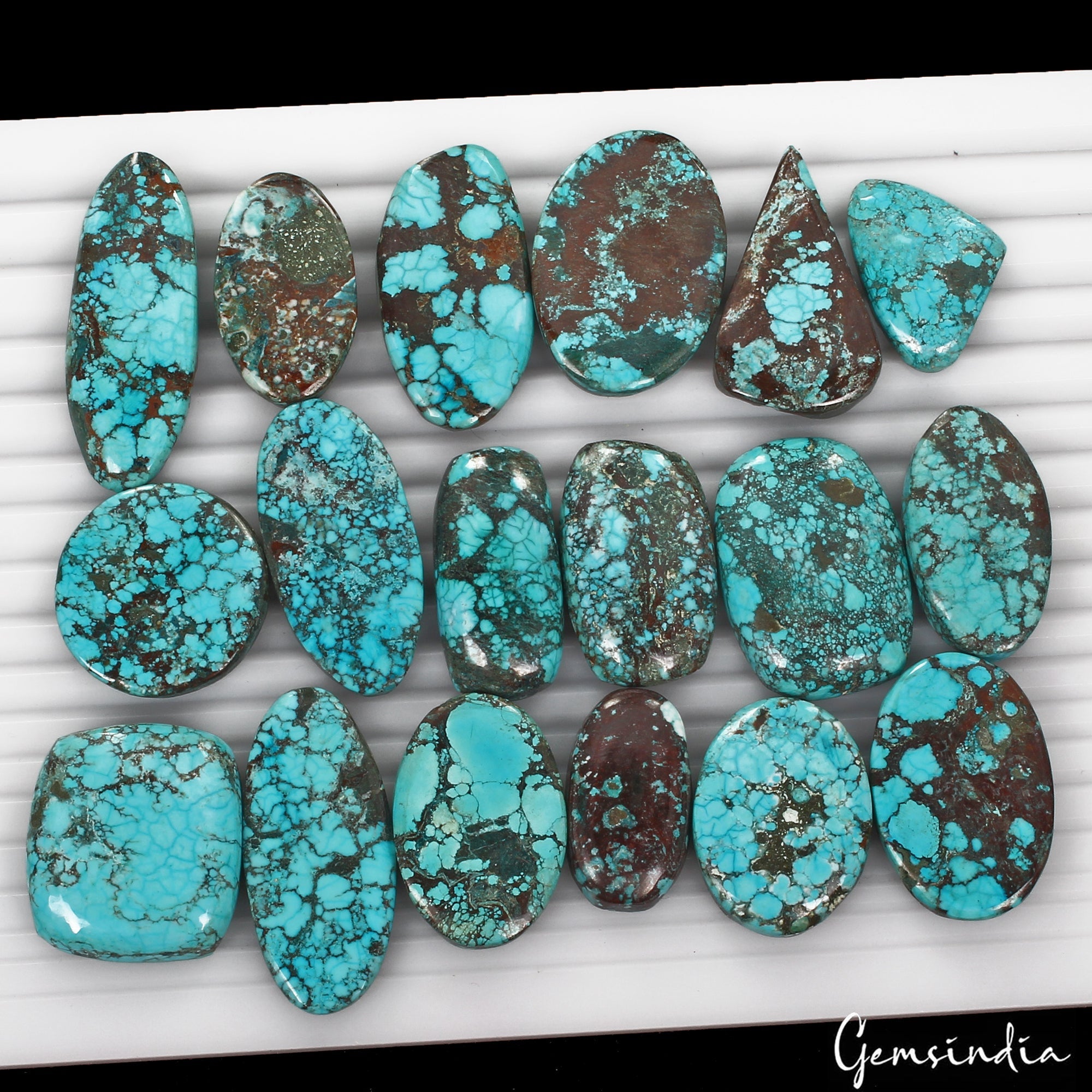 680 Ct/18 Pcs Natural Blue Arizona Spider Web Turquoise Mix Cab Loose Gems Lot