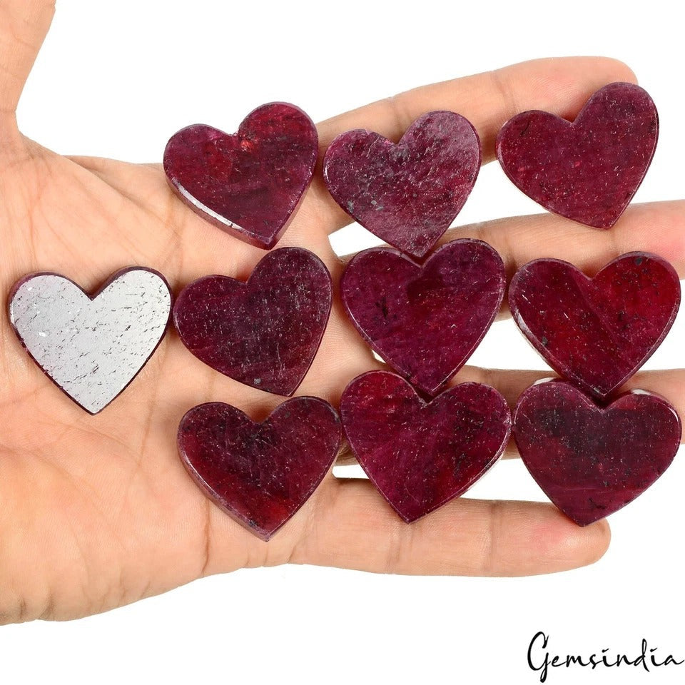 720 Cts/10 Pcs Natural Dark Red Ruby Heart Cut Loose Wholesale Gems For Jewelry
