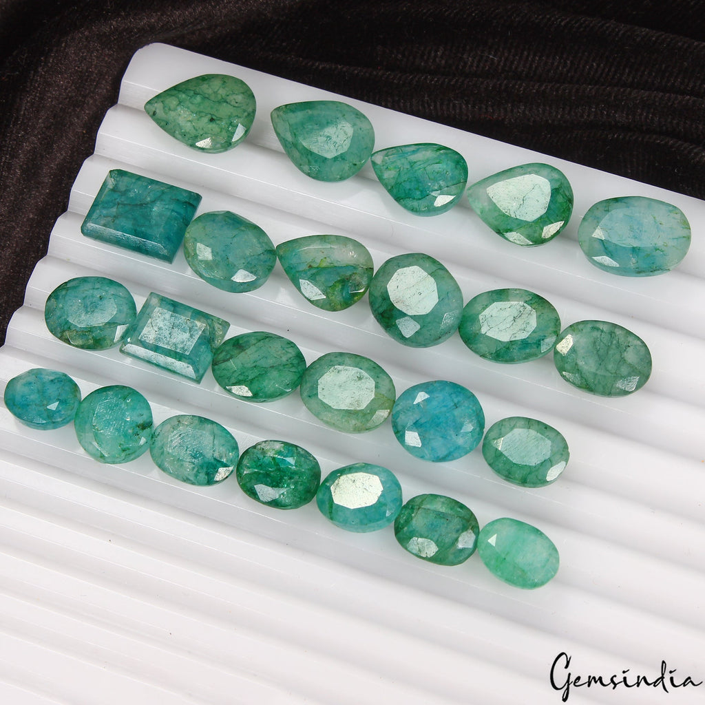 Certified 163 Ct/24 Pc Natural Top Quality Colombian Emerald Oval Cut Loose Gems