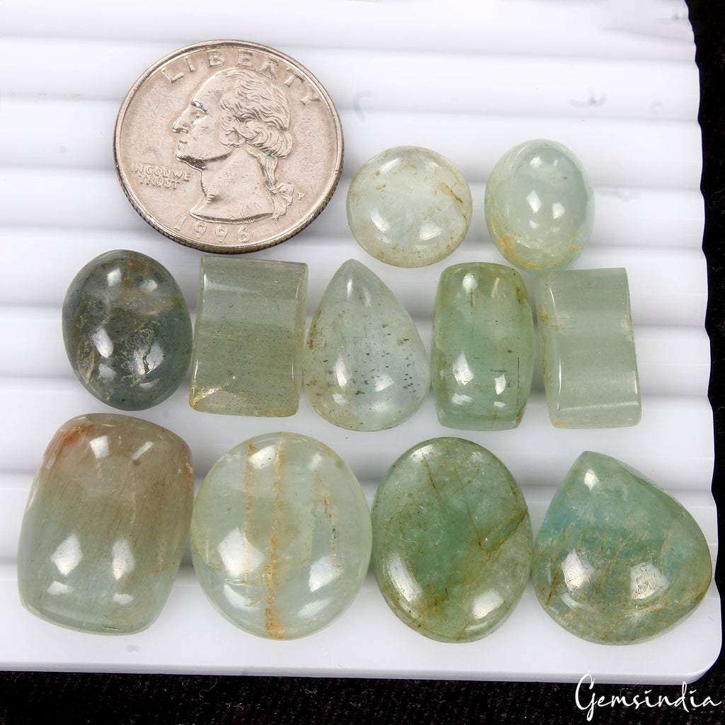 142.40 Ct Natural Untreated Aquamarine Mix Cabochon Loose Gemstone Lot 11 Pcs