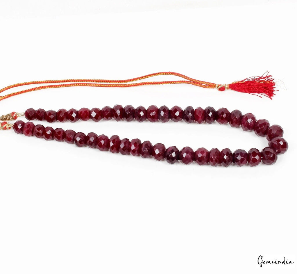 700 Ct Natural Maroon Red Quartz Round Beaded Single Strand Adjustable Necklace