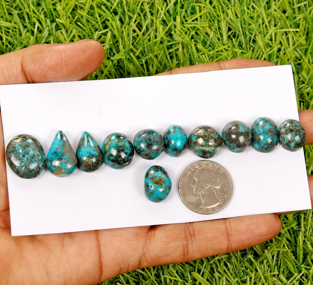 11 Persian Turquoise Neyshabur Cabochon Lot Not Stabilized, %100 Natural 14-20mm