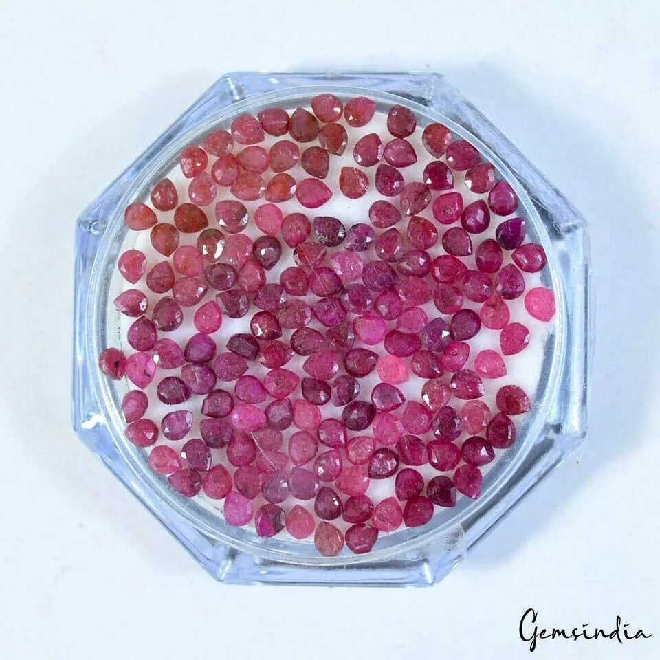 37.60 Cts/155 Pcs Natural Red Ruby Pear Cut Lot Calibrated 3.5x2.5 mm Loose Gems