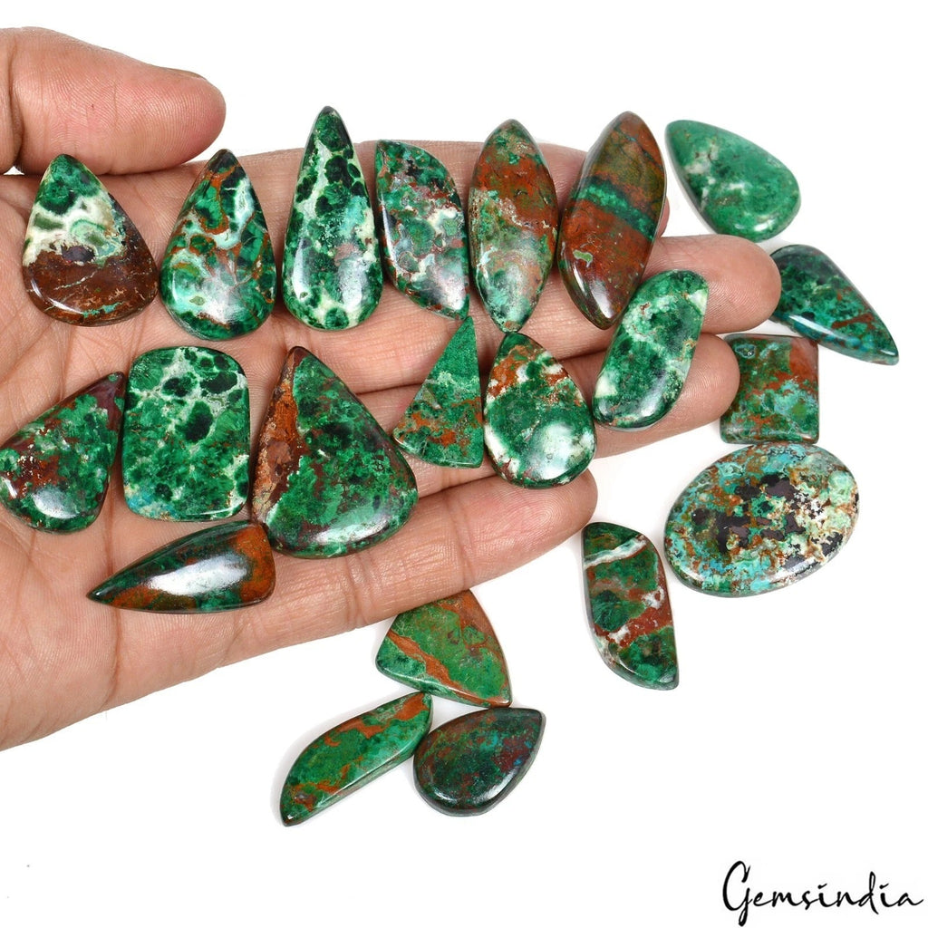 480 Ct/27Pcs Natural Untreated Bi-color Chrysocolla Mixed Cab Wholesale Gems Lot