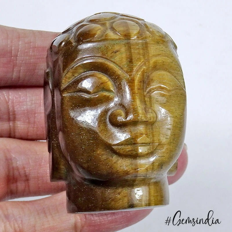 Tiger Eye Buddha Figurine — 50 x 38 x 33mm, 530 Ct
