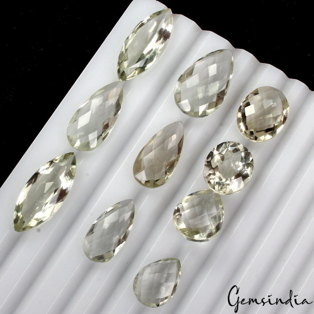 77.30 Ct Natural Green Amethyst Assorted Shape/Cut Loose Unheated Gemstone~ 10Pc