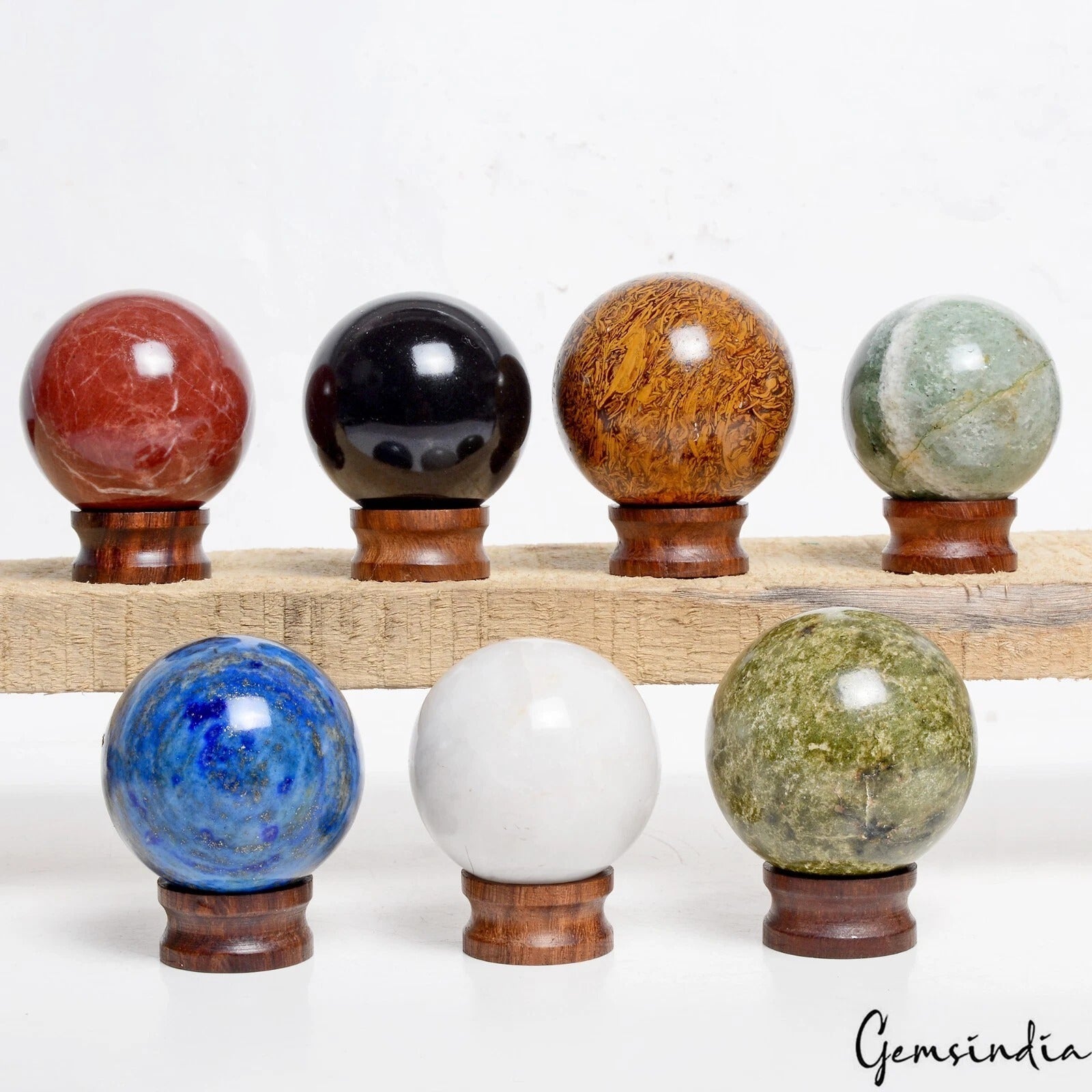 4880 Cts/7 Pcs Natural Untreated Multi Color Gems Crystal Healing Mineral Sphere