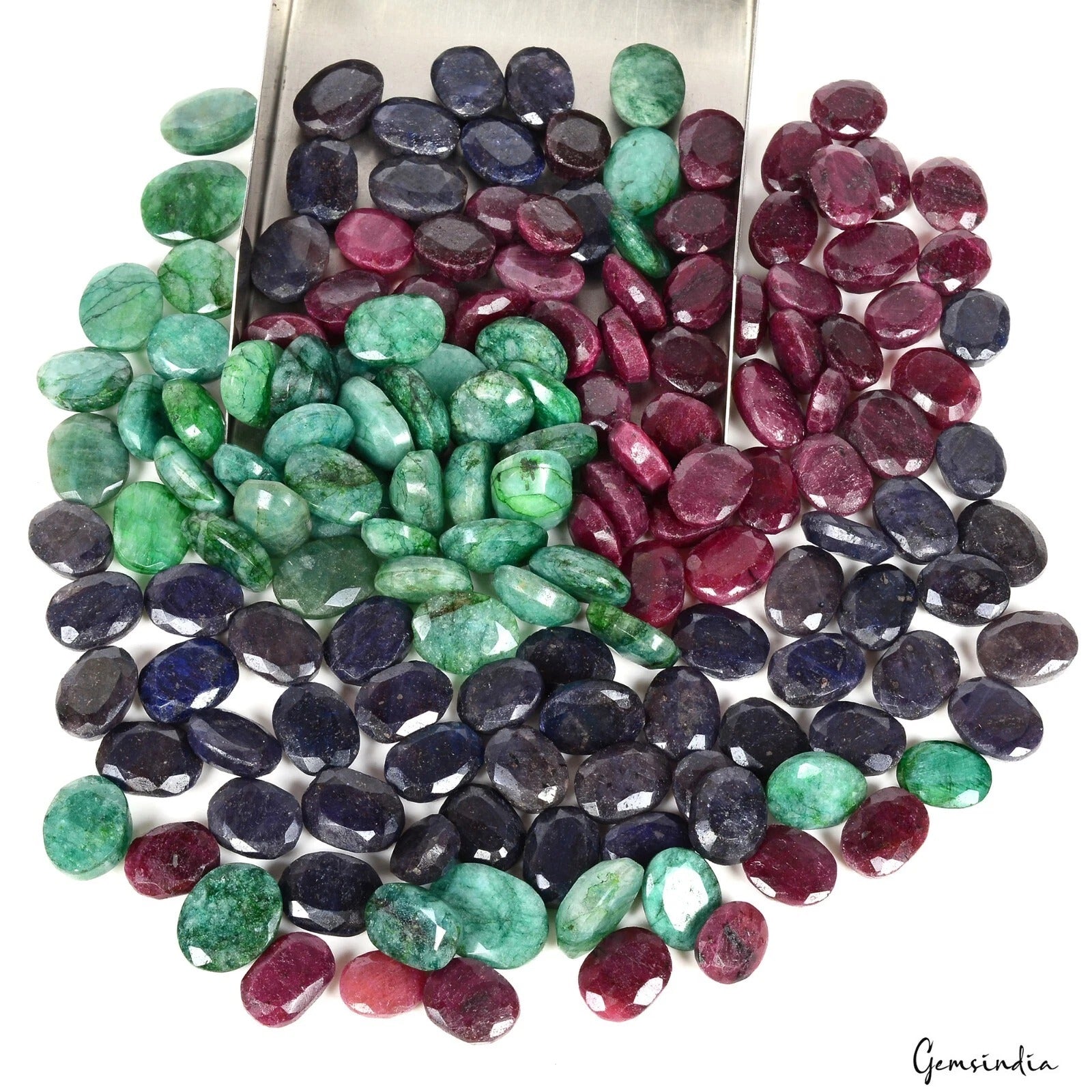 Ruby Lot, Loose Gemstone, Color Enhanced, Multi Color — 154 Pieces, 12mm to 21mm, 2500 Ct, Brazil