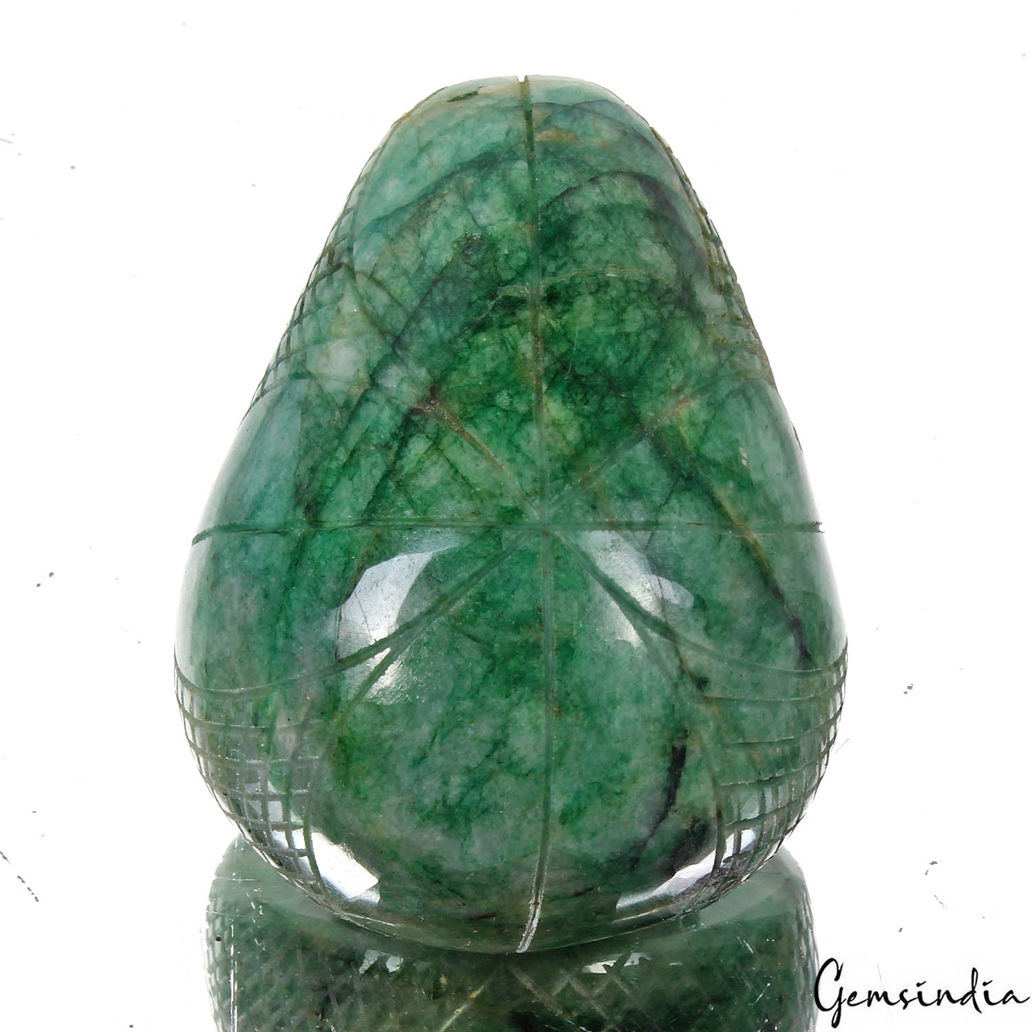 Brazilian Emerald Carving, Color Enhanced, Green — 72 x 55 x 35 mm, 1070 Ct, Brazil